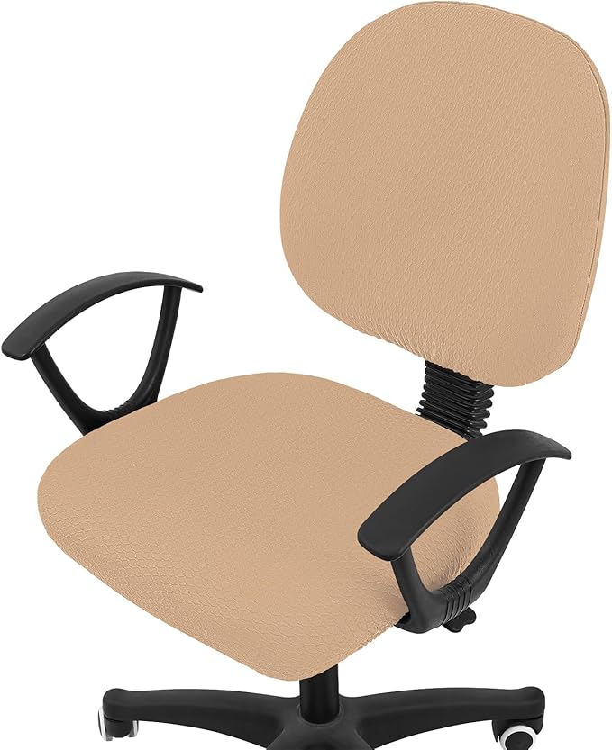 Smiry Office Computer Chair Covers for Desk Rotating Chair Protector | Stretch Jacquard Removable Washable Universal Slipcovers, Seat + Backrest Cover, Camel by Smiry