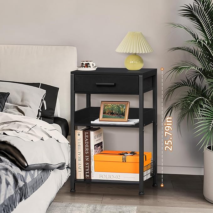 Lerliuo Printer Table with Storage, 3-Tier Printer Stand, Pure Black - Image 7
