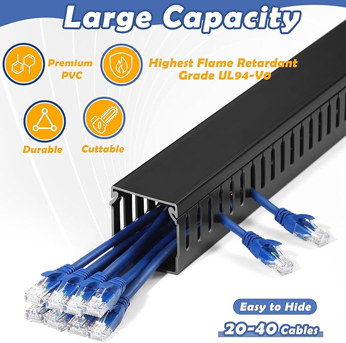 2" H x 2" W Cable Raceway, 33in Under Desk Wire Management Channel, Black - Image 3