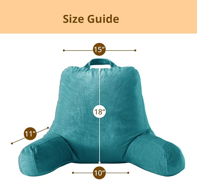 Sasttie Reading Pillow for Bed, Back Pillow for Sitting Up, Teal Blue - Image 7