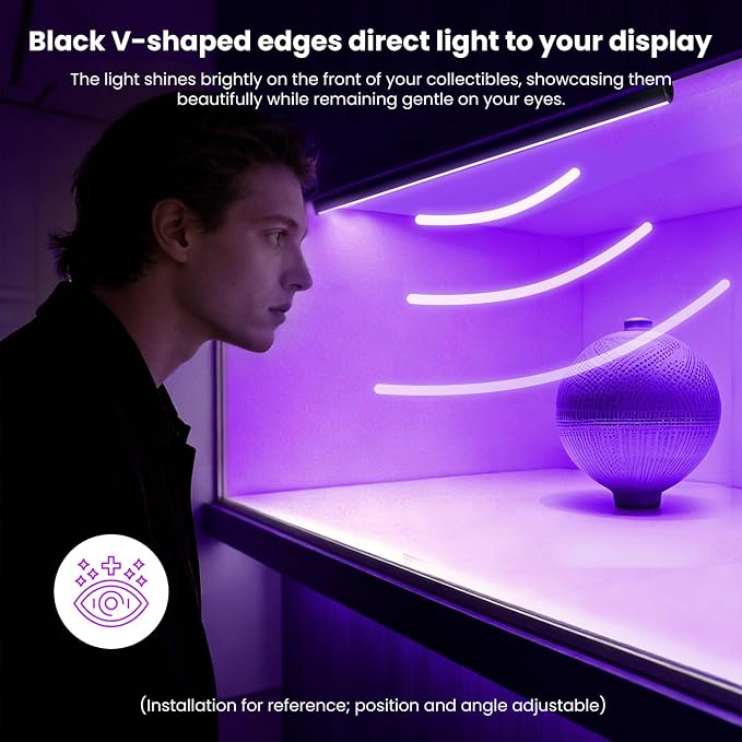 Black RGB LED Shelf Lights, Smart Bookshelf Lights Compatible with Alexa WiFi Dimmable for Display Case, Bookcase, Bar, Cabinet and Under Shelf with App, Remote, Memory Function (8Pcs 12.5In) - Image 4