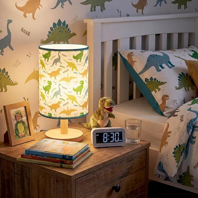 Glooglitter Dinosaur Table Lamp 3 Colors Dimmable Lights Dinosaur Room Bedroom Decor 11.02 x 5.12 Inch Night Light Bedside Bedroom Lamps Decoration for Desk Birthday Prize Gifts - Image 4