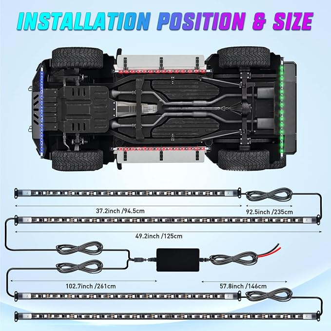 Nilight 4PCS RGB LED Underglow Lights Strip with APP & Remote Control - Image 4