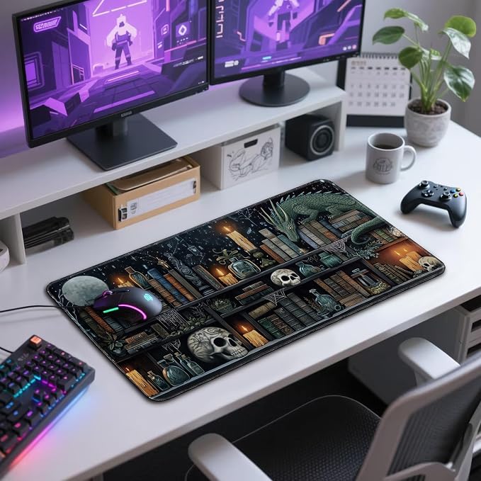 Mystical Gothic Library Large Gaming Mouse Pad Desk Mat 31.5x15.7 | Extended Mousepad, Non-Slip Rubber Base , Stitched Edges, for Computer/Laptop/Office/Home - Image 7
