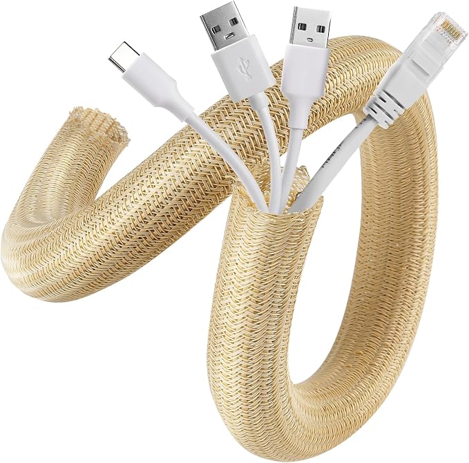 AGPTEK Cable Sleeve, 10ft - 4/5 inch Cable Management Cord Hider,Wood Color by AGPTEK