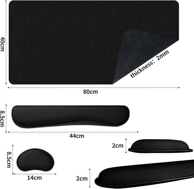 Leather Desk Pad, Black Desk Mat, Non-Slip Desk Protector Mat, Leather Desk Blotter, Computer Desk Pad, Waterproof Desk Mat for Home Office and Decor(31.5×15.7 Inches) - Image 6