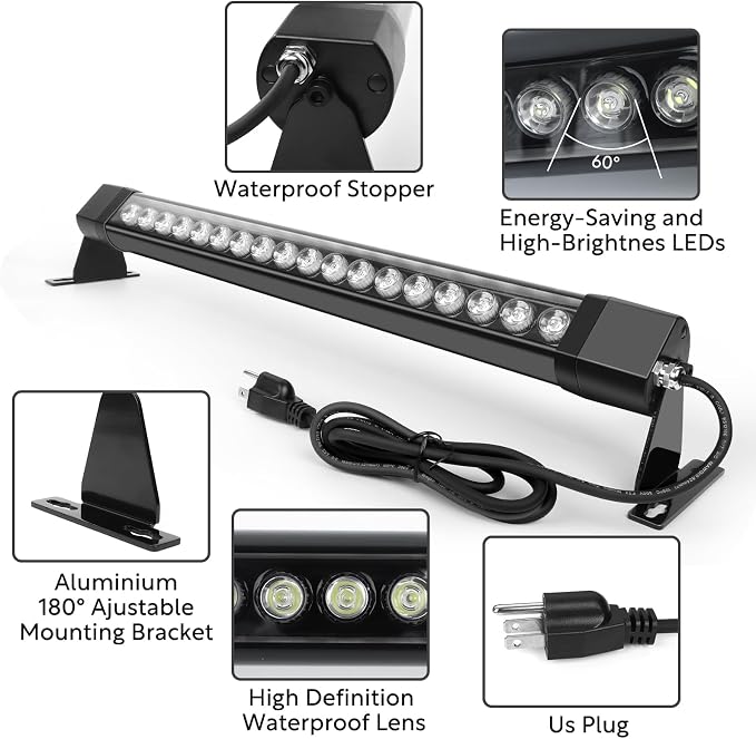 HNRLOY Outdoor Wall Washer Lights 2 Pack,36W 5000K Daylight White Wall Washer Lighting,2FT 120V LED Linear Wall Wash Light Bar for Garden,Backyards,Building,Courtyards Lighting - Image 3