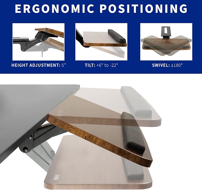 VIVO Vintage Brown Under Desk 25 x 10 inch Keyboard Tray, MOUNT-KB03N - Image 3