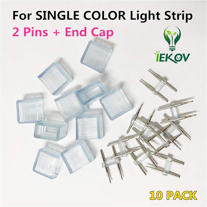 10pack of 2PINS and END Cap High Voltage Single Color Light Strip by IEKOV