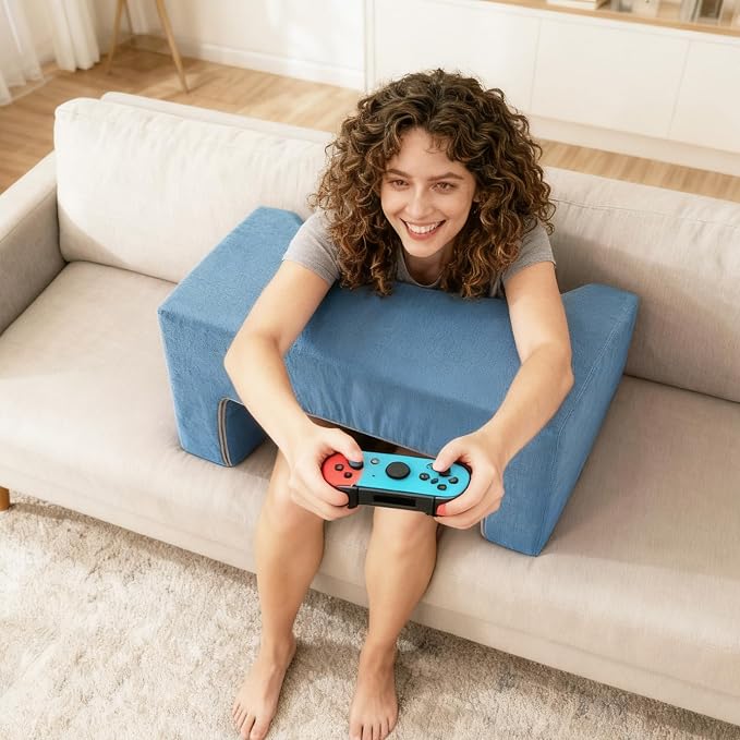 Reading Pillow for Gaming Lap Desk Pillow for Laptop Memory Foam Bed Desk for Reading Working Crocheting Gaming Arm Rest on Bed/Sofa/Floor/Couch/Car (Blue) - Image 7