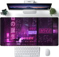 Purple Gaming Mousepad Japanese Desk Mat XXL Extended Anime Cool Large Mouse Pad Keyboard Mouse Mat Desk Pad for Computer Laptop Gamers 31.5''X15.7'' Non-Slip Rubber Base with Stitched Edges by CYZFF