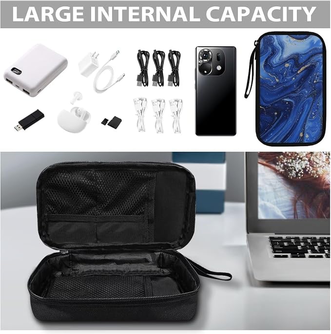 Marble Electronics Case Portable Electronic Accessories Carry Case Tech Pouch for Cable Cord Charger Phone Earphone Power Bank SD Card Travel Use - Image 7