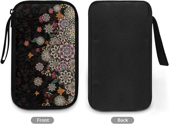 Boho Flower Print Electronic Organizer Travel Universal Accessories Storage Bag Portable for Hard Drives, Cables, Memory Sticks, Charger, Phone, USB, SD Cards - Image 3