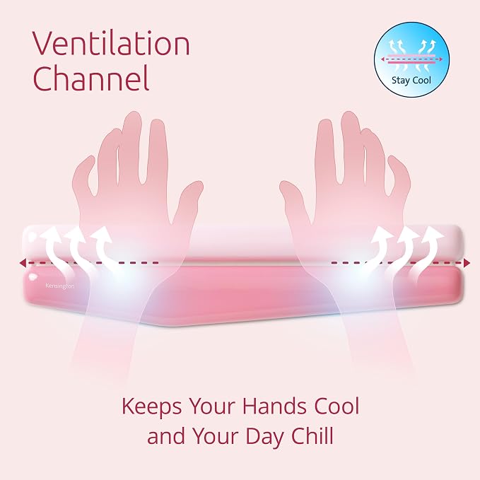Kensington Duo Gel Mountain Wrist Rest for Keyboard, Wrist Pad for Full Size Keyboard, Ergonomic Wrist Pad for Computer, Non-Skid Computer Pad with Wrist Support, Pink K62677WW, 17.7" x 4.1"x 0.8” - Image 4