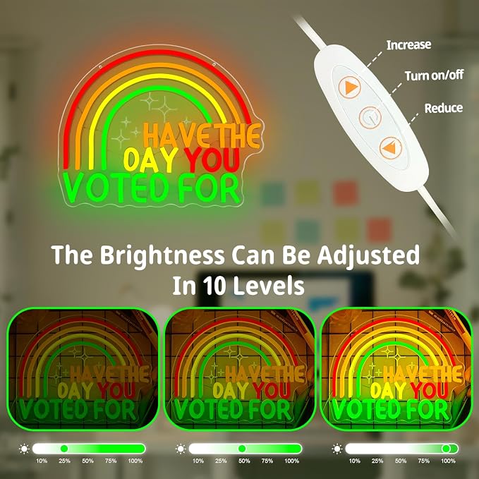 Have The Day You Voted For Neon Sign Dimmable Sarcastic Political Neon Lights Funny Voting Led Sign Election Year Light Up Sign Liberal Activist Resistance Gift - Image 3