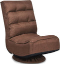 Giantex 360 Degree Swivel Floor Chair, Folding Floor Gaming Chair with 6 Positions Adjustable, Lazy Sofa Lounge Chair w/Tufted Back Support, Video Gaming Chair for Reading TV Watching (Brown) by Giantex