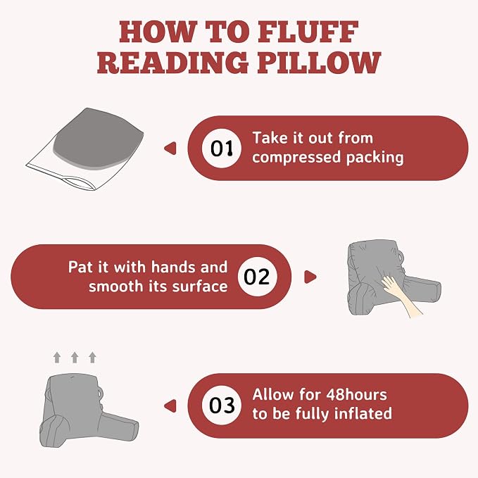 Reading Pillow for Bed,Back Pillow for Bed Sitting Up,Lumbar Support Pillow - Image 8