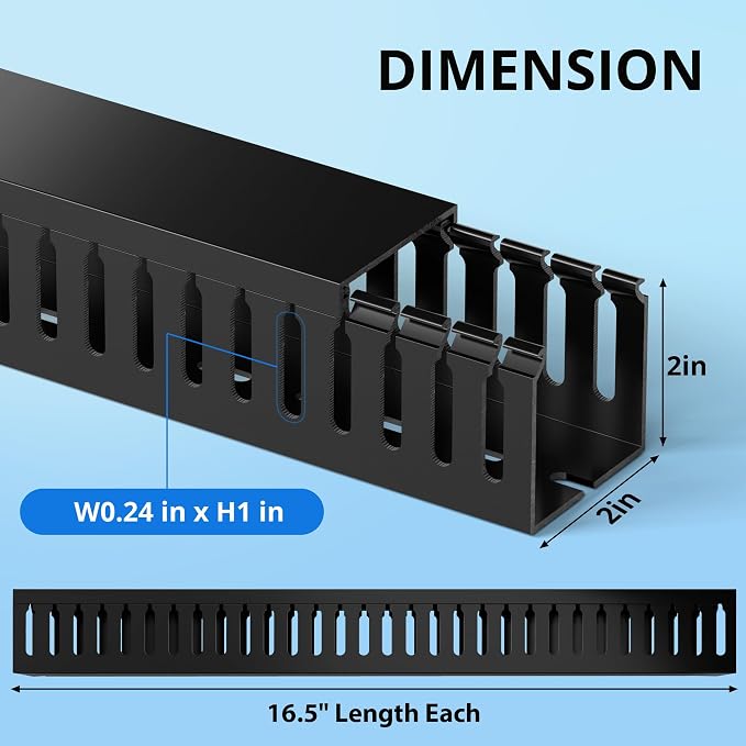 2" H x 2" W Cable Raceway, 33in Under Desk Wire Management Channel, Black - Image 2