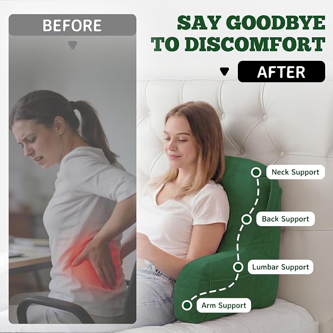Reading Pillow for Bed,Back Pillow for Bed Sitting Up,Lumbar Support Pillow - Image 7