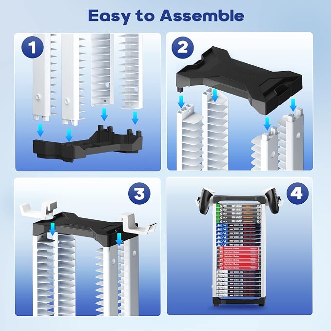 Nargos Universal Game Storage Stand and Universal Controller Holder, for All Game Cases, DVD Cases and Controllers - Image 4