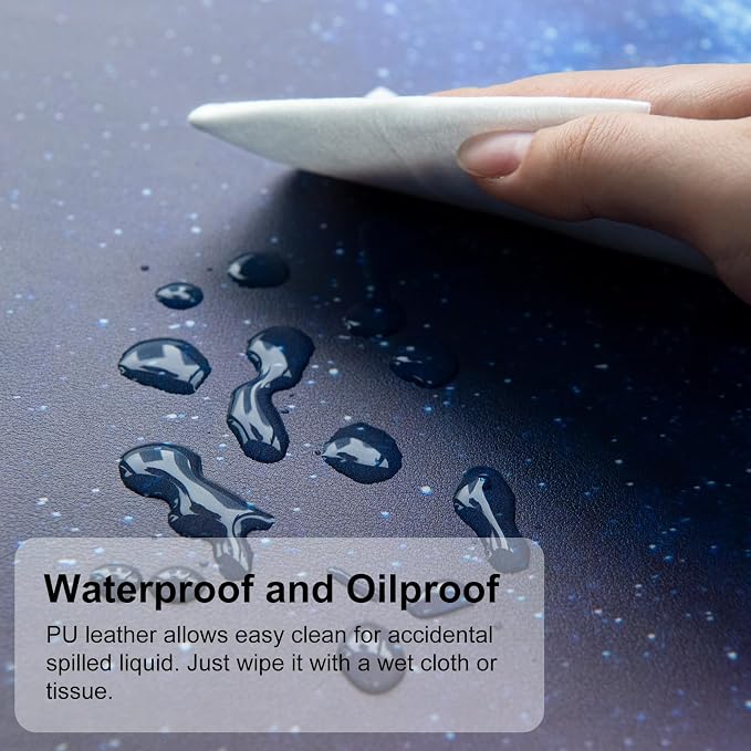 QiyI PU Leather Large Mouse Pad, Office Decor, 31.5" x 11.8", Blue Galaxy | Desk Décor Accessories, Extended Size, Waterproof & Easy to Clean, Smooth Surface, Non Slip Desk Organization - Image 3