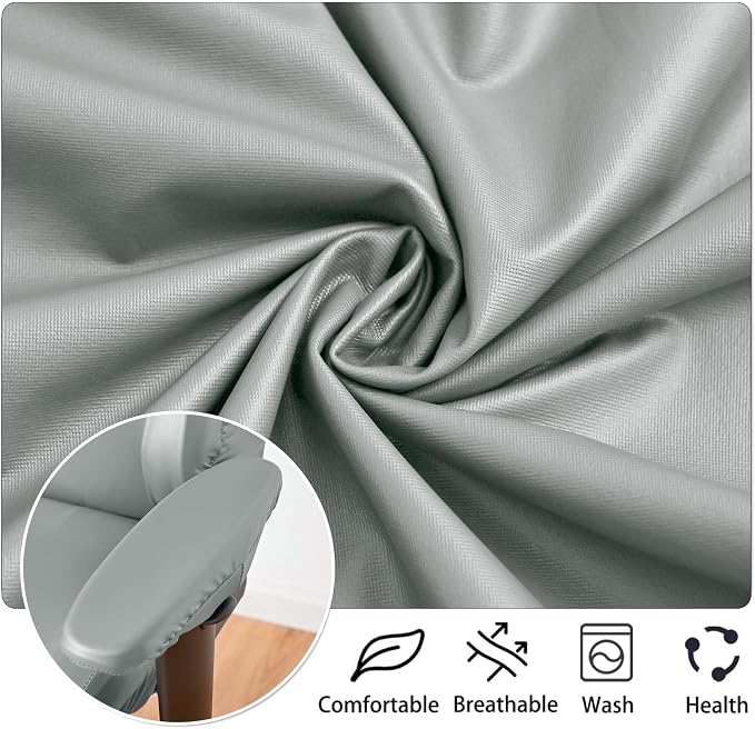 Waterproof Leather Look Gaming Chair Cover, Ergonomic Office Computer Faux PU Leather Game Chair Slipcovers, 4pcs Set Anti-Slip Stretchy Covers for Reclining Racing Gaming Chair (Light Grey) - Image 4