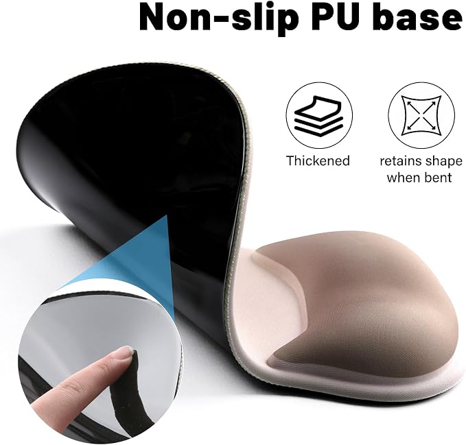 Ergonomic Mouse Pad with Wrist Rest - Gel Wrist Support Mousepad with Non-Slip PU Base for Computer, Laptop, Office & Home - Image 5
