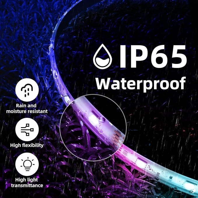 DAYBETTER Waterproof Led Lights for Bedroom, 16.4ft Led Strip Lights, 150 LEDs Color Changing RGB 44 Keys Remote Controller, 12v for Outdoor Room Home Party Christmas Decoration - Image 3