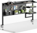 PEGZONE Clamp on Desk Shelf, 44" Desktop Shelving System, Black | with Pegboard and Accessories, Desktop Organizer with 2-Tier Shelf, Desk Pegboard for Office Home Gaming by Pegzone