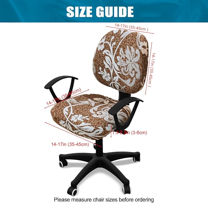 Smiry Stretch Printed Office Computer Desk Chair Covers for Seat & Backrest | Stretch Fit, Soft Fabric Universal Washable Removable, Anti-Dust Rotating Chair Slipcovers Protector - Image 4