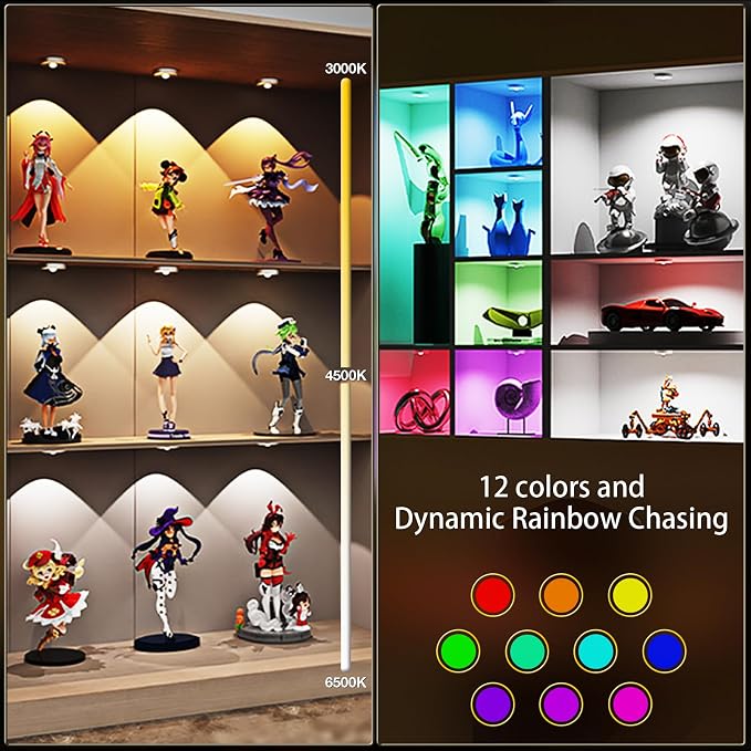 Rechargeable Puck Lights with Remote Control, 12 Color Changing Under Cabinet Lighting, Wireless RGB tv Led lights for bedroom & Closet, Dimmable Magnetic under counter lights for kitchen, Shelf,Party - Image 4