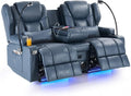 Redlife Power Loveseat Recliner Sofa with Console, Blue LED Lights by Redlife