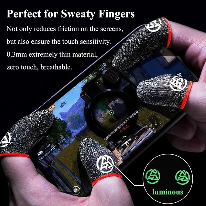 10-Pack Pro Gaming Finger Sleeves: Ultra-Thin 0.3mm Silver Fiber, High Sensitivity, Anti-Sweat & Breathable Thumb Cover Gloves for PUBG/COD - Fits Mobile Phone/iPad Tablet Touchscreen - Image 6