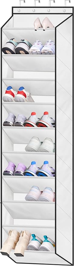 SLEEPING LAMB Over The Door Shoe Organizer for Closet with Large Deep Pockets, Narrow Shoe Rack for Door Hanging Boots Storage, White by SLEEPINGLAMB