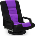 Swivel Floor Gaming Chair w/Armrests,Folding Video Reclining Sofa w/6 Adjustable Position, Padded Backrest & Cushion, Lazy Lounger Couch for E-Sports, Reading, Relaxing, Watching TV, Purple by Buymoth