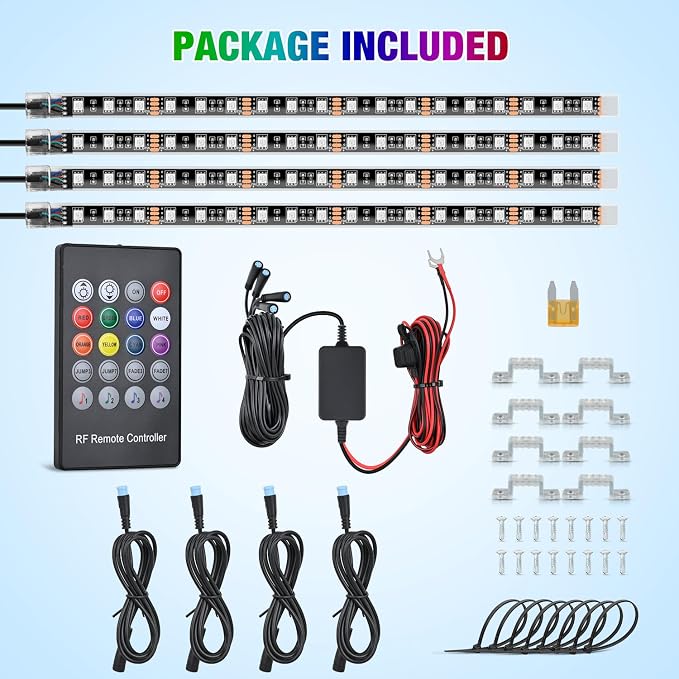 Nilight 4PCS 24" RGB LED Grille Light Strips with APP & Remote Control - Image 8