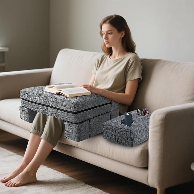 Extra Large Reading & Gaming Pillow with Coaster, Lap Desk Pillow for Laptop for Adult, Memory Foam Bed Desk for Working, Gaming, Reading & Writing Laptop Desk for Couch Bed Floor - Image 5