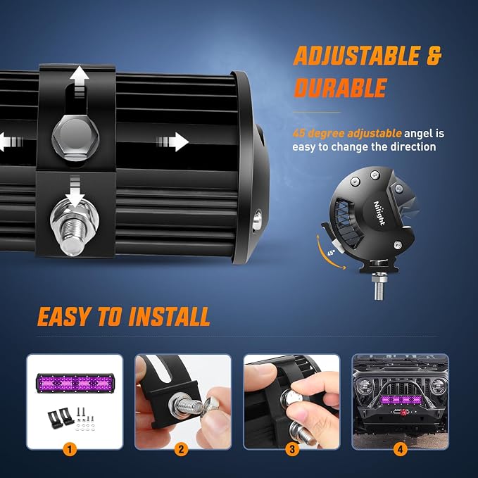 Nilight 12 Inch LED Light Bar 240 W Purple - Image 5