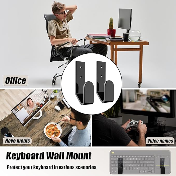 Keyboard Wall Hanger Universal for Gaming Mechanical Keyboards, Keyboard Wall Mount Storage Organizer Compatible with Logitech/Razer/Microsoft/Kensington, etc., for Devices Thickness < 2.5cm - Image 2