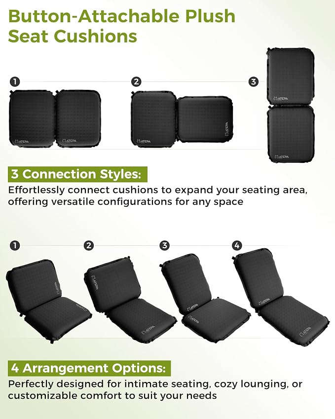 ATEPA Inflatable Seat Cushion | 2" & 2.5" Foam Core Seat Pad, Compact, Stadium, Airplane, Travel, Camping, Hiking, Sports Events, Self Inflating - Image 5