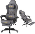 Gaming Chair,Big and Tall Gaming Chair 400lbs Office Chair with Footrest, 90-155° Recline & Removable Headrest Lumbar Support[Spring + 4D Sponge](Grey) by Unknown