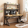 Multi-Functional Gaming Desk with Pegboard, Large Computer Desk with Storage Shelves Home Office Desk Study Writing Workstation(120x60x171cm, Walnut) by Unknown