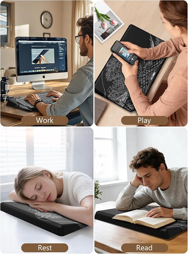 2-in-1 Ergonomic Keyboard Stand with Wrist Rest, Kanagawa Wave - Image 7