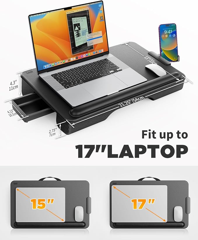 SAIJI Laptop Lap Desk, Portable Laptop Desk for Bed Fits Up to 17" Laptops - Image 8