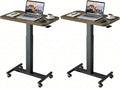 HUANUO Small Rolling Laptop Standing Desk, Height Adjustable Mobile T-Base Desk with Lockable Casters, Portable Sit-Stand Workstation for Bedside & Sofa, Walnut (Pack of 2) by HUANUO