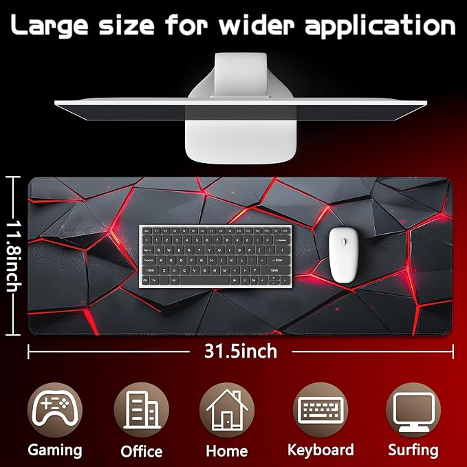 Mouse Pad Gaming - Desk Mat for Keyboard and Mouse - Large Mouse Pads for Desk, Gaming Mousepad with Non-Slip Base, Desks Pad (31.5" X 11.8") for Game, Office and Home - Image 5