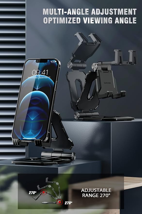 SUPCASE Adjustable Foldable Tablet Stand, Portable Desktop Holder, Black - Image 2