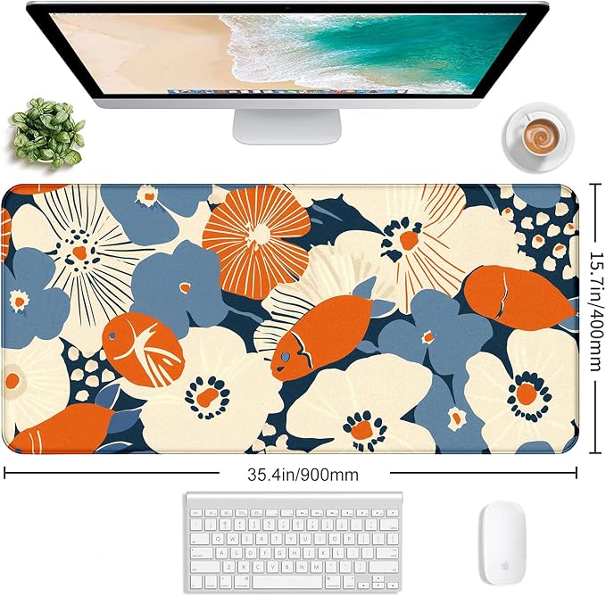 Ladies' Office Desk Cute Petal Keyboard Accessories Game Extended Mouse Pad | Large Extended Mouse Pad; Full Desk Coverage; Waterproof Coating; Stable Anti-Slide Base For Gaming, Office, Study Daily Use - Image 2