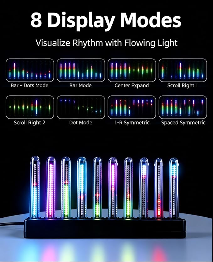 Audio Music Visualizer, Sound Pickup Spectrum Analyzer,Sensing Sound Modulation LEDs Sound Control Light, LED Music Audio Visualizer for Gaming Room Car Decoration, for Ambient Lighting - Image 6