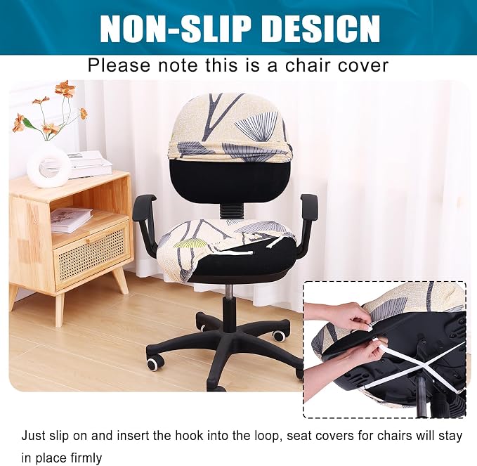 Smiry Stretch Printed Office Computer Desk Chair Covers for Seat & Backrest | Stretch Fit, Soft Fabric Universal Washable Removable, Anti-Dust Rotating Chair Slipcovers Protector - Image 3